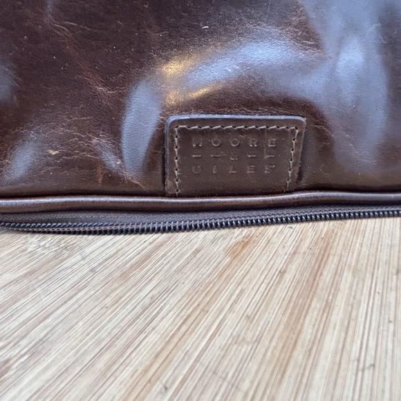 Moore & Giles Leather Bag Donald Wash Kit Toiletries Brompton Brown NWOT - Picture 2 of 12